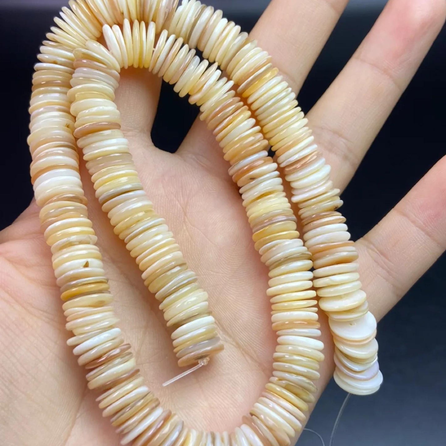 Natural Ultra-Thin Shell Spacer Beads 10×1 mm · 38 cm Strand Pre-Drilled | DIY Jewelry Making, Minimalist Home Décor, Energy Healing & Gift Idea