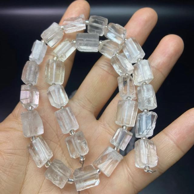 Natural Clear Quartz Cylinder Beads – Irregular Tube Gemstone Beads 8×12mm, 38cm Pre-Drilled Strand, for DIY Jewelry & Energy Healing
