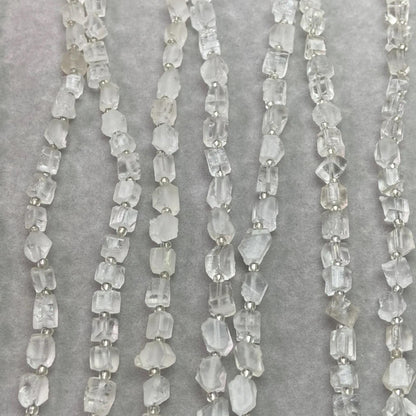 Natural Clear Quartz Cube Beads 7–8 mm · 38 cm Strand Pre-Drilled | DIY Jewelry, Energy Balance & Home Décor