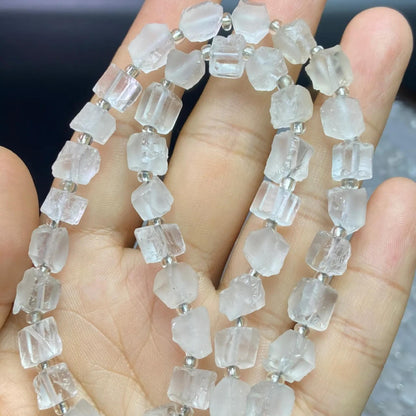 Natural Clear Quartz Cube Beads 7–8 mm · 38 cm Strand Pre-Drilled | DIY Jewelry, Energy Balance & Home Décor