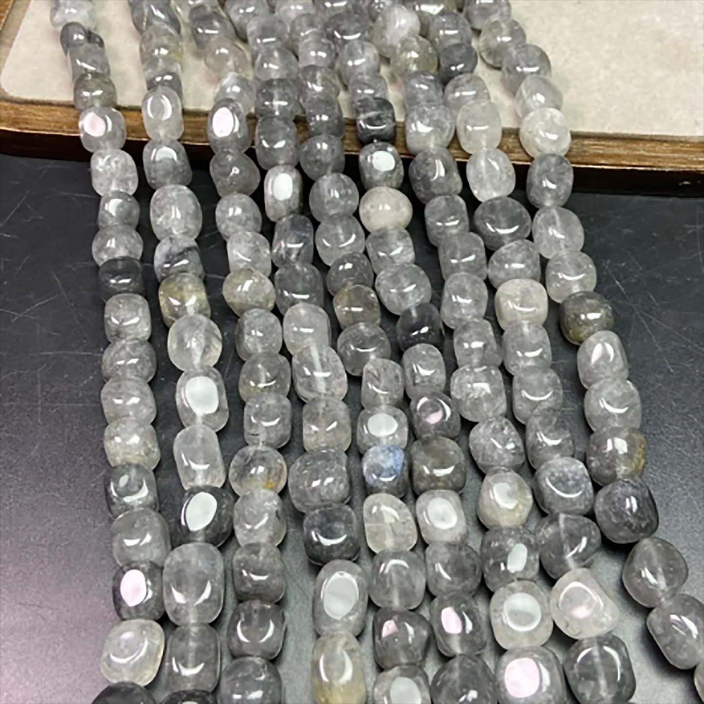 Natural Misty Grey Quartz Cube Beads · 11–12mm Faceted Irregular Beads · 38cm Pre-Drilled Strand | DIY Jewelry Making & Energy Healing