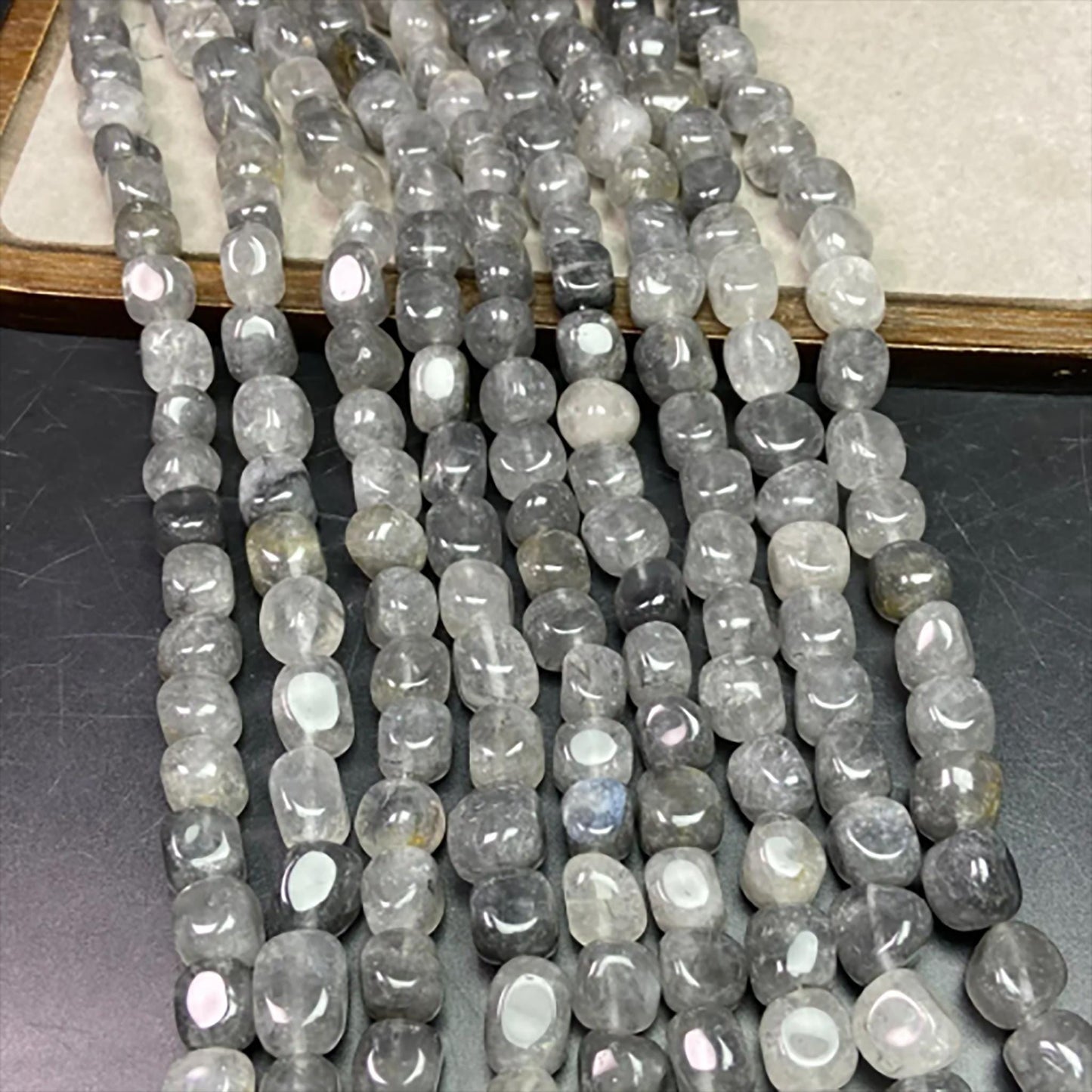 Natural Misty Grey Quartz Cube Beads · 11–12mm Faceted Irregular Beads · 38cm Pre-Drilled Strand | DIY Jewelry Making & Energy Healing