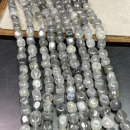 Natural Misty Grey Quartz Cube Beads · 11–12mm Faceted Irregular Beads · 38cm Pre-Drilled Strand | DIY Jewelry Making & Energy Healing