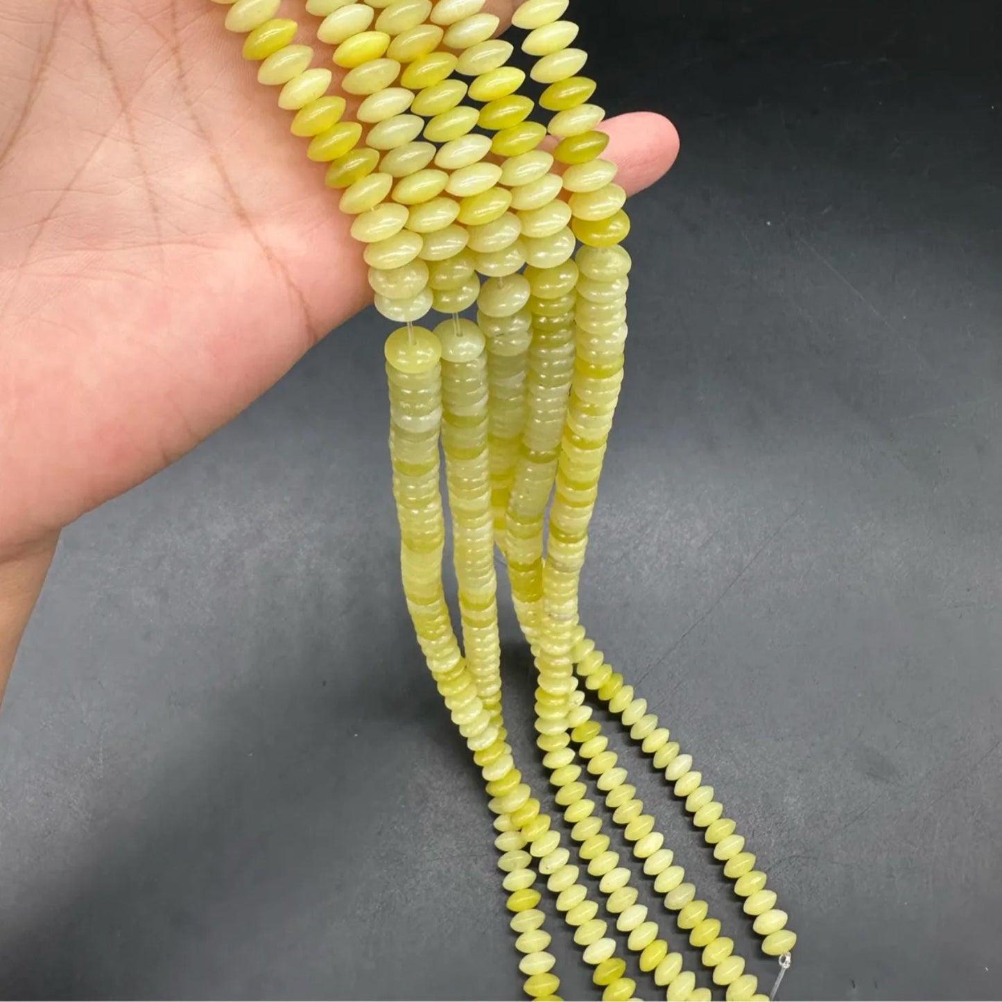 Natural Lemon Jade Disc Beads 8.5×3.9mm · 38cm Strand Pre-Drilled | Citrine-Yellow Glow for DIY Jewelry, Energy Boost & Home Décor