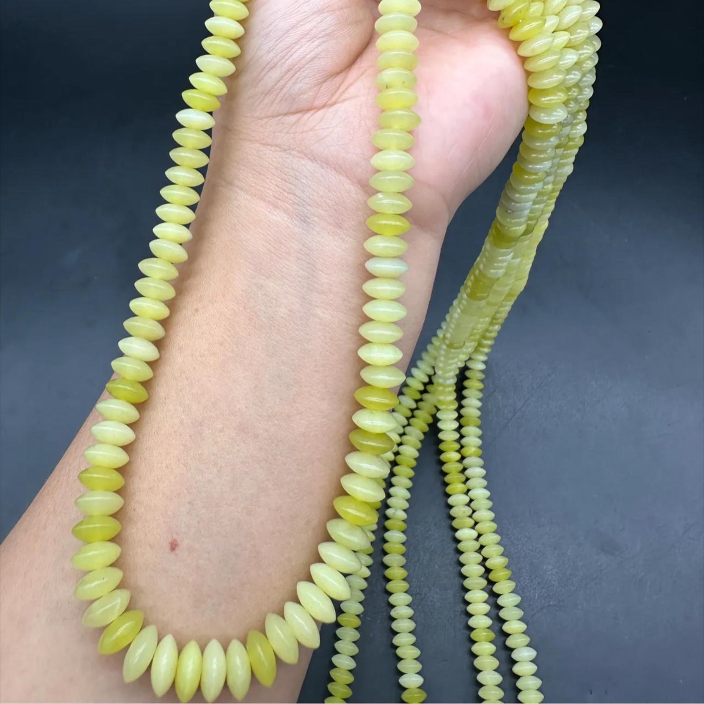 Natural Lemon Jade Disc Beads 8.5×3.9mm · 38cm Strand Pre-Drilled | Citrine-Yellow Glow for DIY Jewelry, Energy Boost & Home Décor