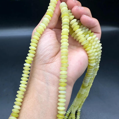 Natural Lemon Jade Disc Beads 8.5×3.9mm · 38cm Strand Pre-Drilled | Citrine-Yellow Glow for DIY Jewelry, Energy Boost & Home Décor