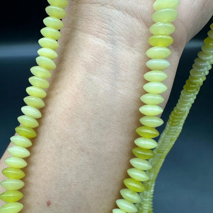 Natural Lemon Jade Disc Beads 8.5×3.9mm · 38cm Strand Pre-Drilled | Citrine-Yellow Glow for DIY Jewelry, Energy Boost & Home Décor