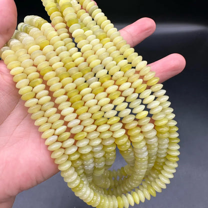 Natural Lemon Jade Disc Beads 8.5×3.9mm · 38cm Strand Pre-Drilled | Citrine-Yellow Glow for DIY Jewelry, Energy Boost & Home Décor