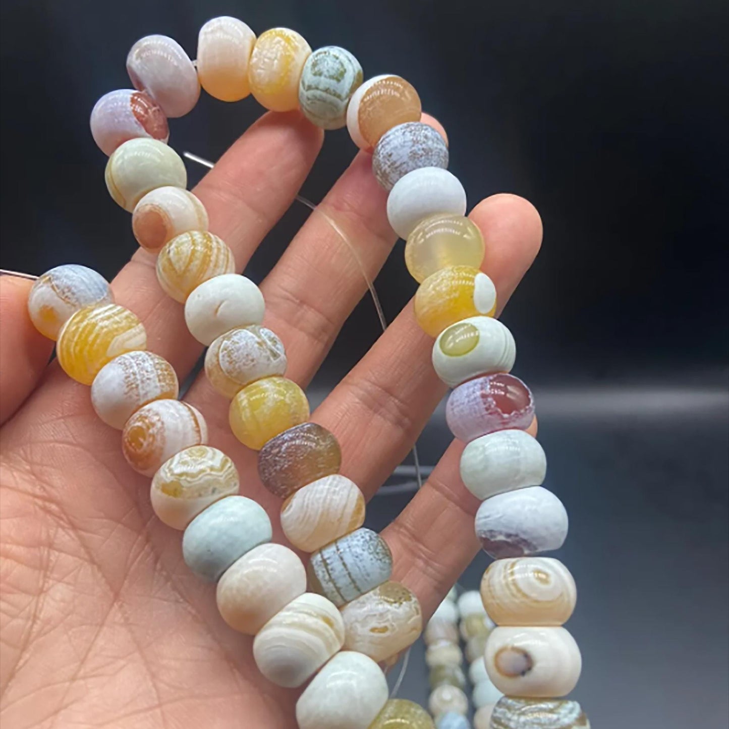 Natural White Agate Pumpkin Beads 14×10mm | Matte Gemstone Beads Strand 38cm | DIY Jewelry Making Necklace Bracelet Supplies