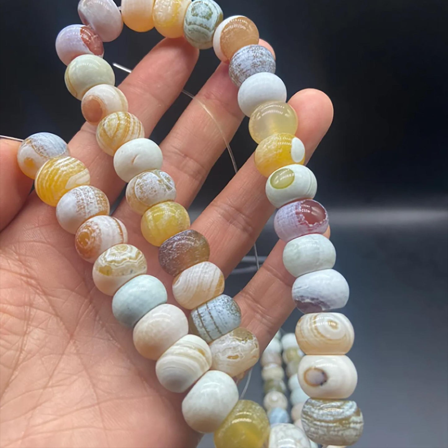 Natural White Agate Pumpkin Beads 14×10mm | Matte Gemstone Beads Strand 38cm | DIY Jewelry Making Necklace Bracelet Supplies