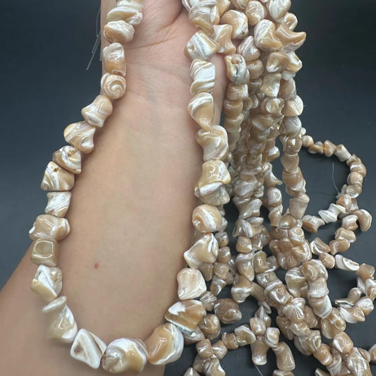 Natural Turritella Shell Beads 8–10mm | Irregular DIY Beads for Bracelets & Necklaces | Ocean Energy Meditation Jewelry Strand 38–40cm