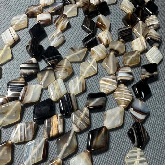 Natural Striped Agate Diamond Disc Beads · 18×25mm Large Hole | DIY Bracelet & Necklace Supplies | Boho Chakra Jewelry Making Accessories