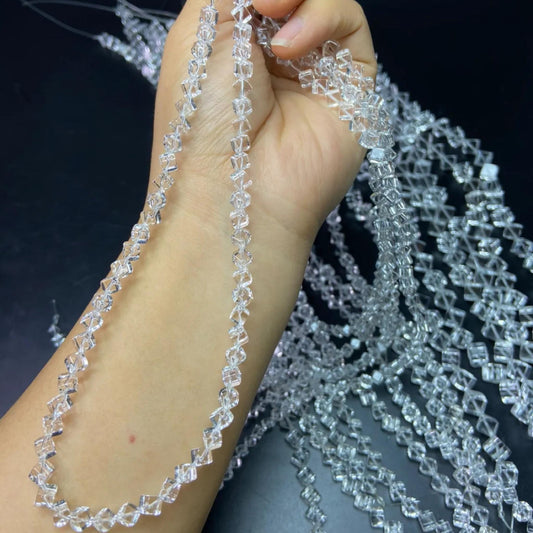Natural Brazilian White Quartz Cube Beads · 6mm Diagonal Drilled | DIY Bracelet & Necklace Supplies | Boho Chakra Jewelry Making | Mindfulness Energy Crystal
