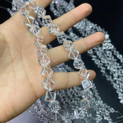 Natural Brazilian White Quartz Cube Beads · 6mm Diagonal Drilled | DIY Bracelet & Necklace Supplies | Boho Chakra Jewelry Making | Mindfulness Energy Crystal