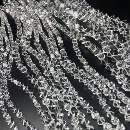 Natural Brazilian White Quartz Cube Beads · 6mm Diagonal Drilled | DIY Bracelet & Necklace Supplies | Boho Chakra Jewelry Making | Mindfulness Energy Crystal