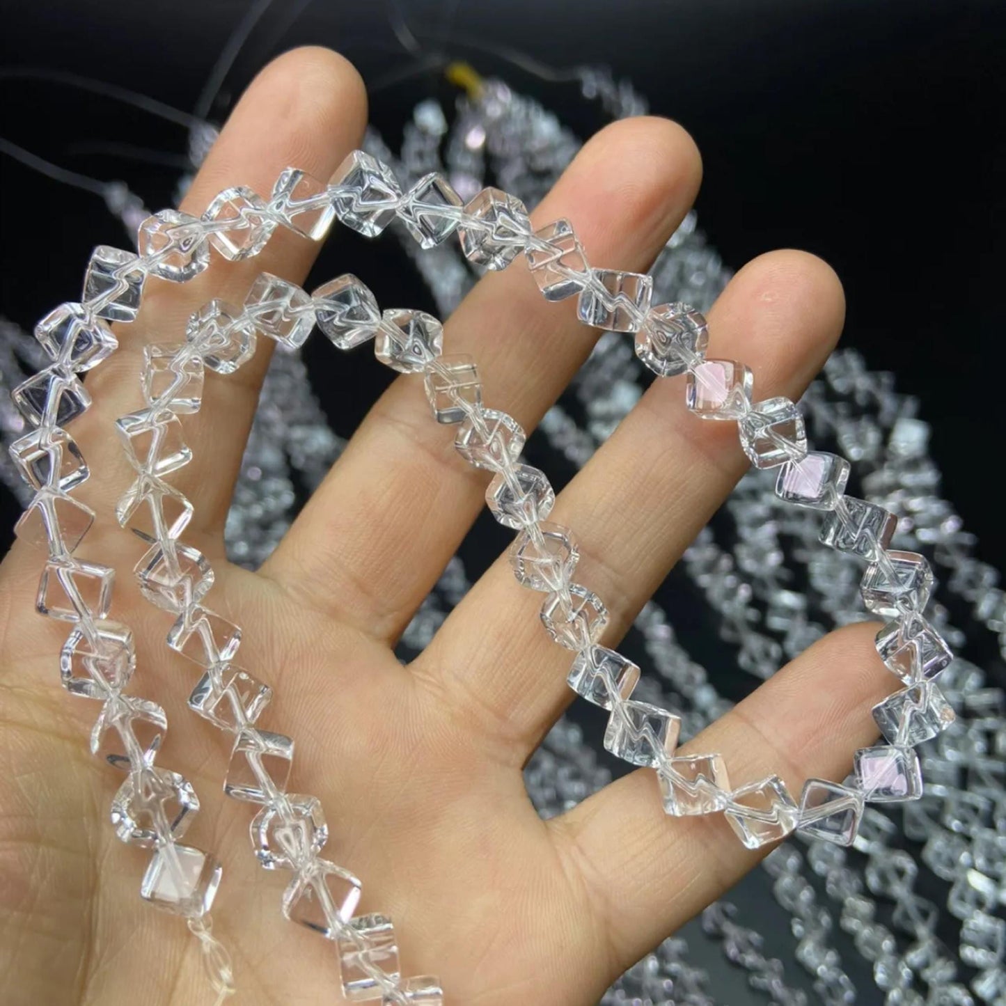 Natural Brazilian White Quartz Cube Beads · 6mm Diagonal Drilled | DIY Bracelet & Necklace Supplies | Boho Chakra Jewelry Making | Mindfulness Energy Crystal