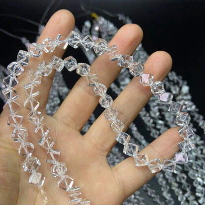 Natural Brazilian White Quartz Cube Beads · 6mm Diagonal Drilled | DIY Bracelet & Necklace Supplies | Boho Chakra Jewelry Making | Mindfulness Energy Crystal