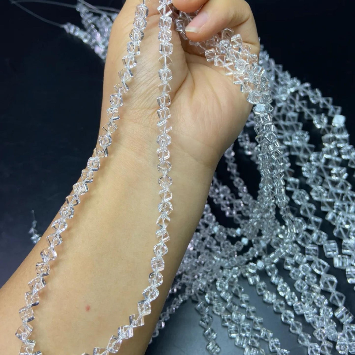 Natural Brazilian White Quartz Cube Beads · 6mm Diagonal Drilled | DIY Bracelet & Necklace Supplies | Boho Chakra Jewelry Making | Mindfulness Energy Crystal