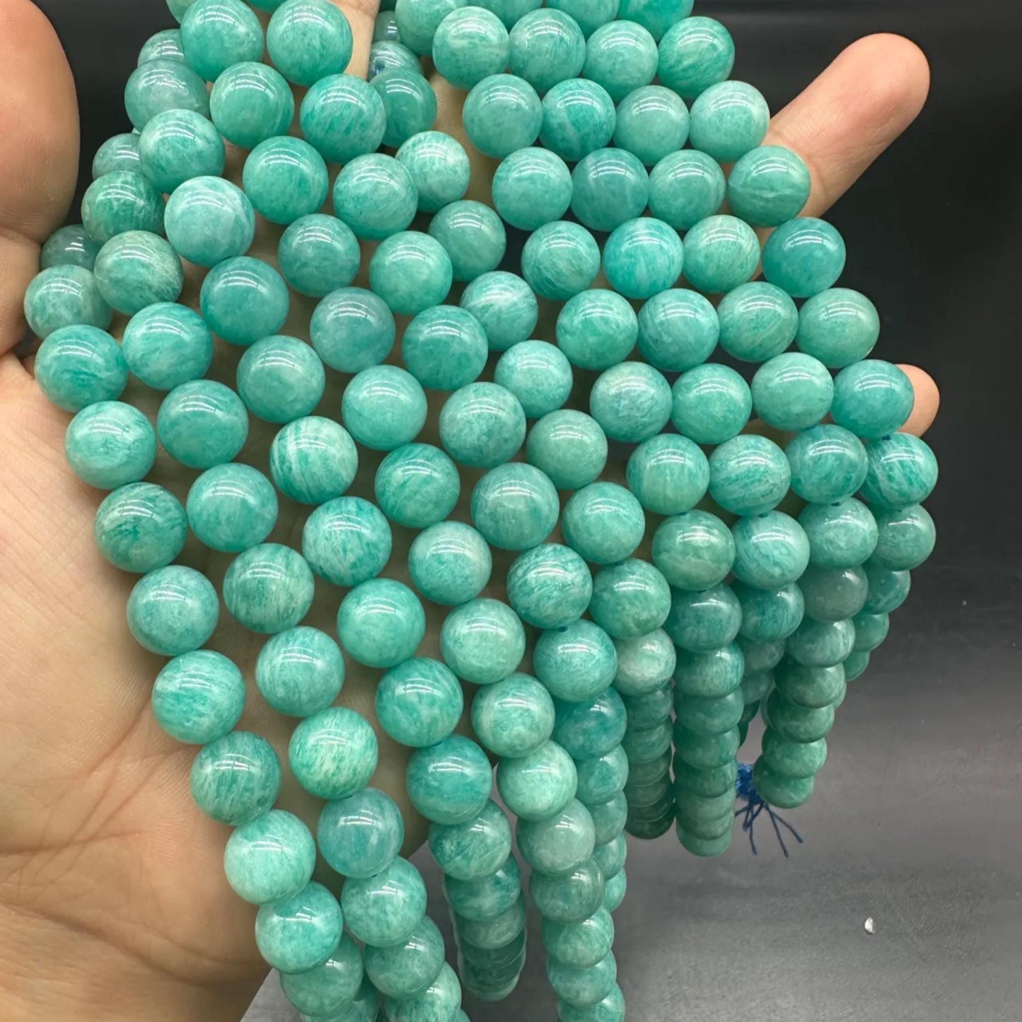Natural Mozambique Amazonite Round Beads 8mm · 38cm Strand | Lagoon Green Gemstone Beads for DIY Bracelet, Necklace, Chakra & Meditation Jewelry