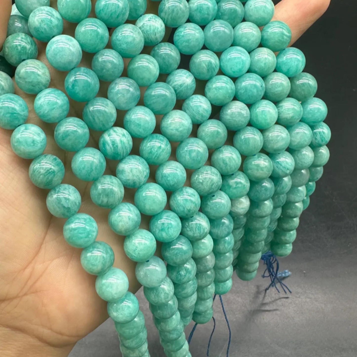 Natural Mozambique Amazonite Round Beads 8mm · 38cm Strand | Lagoon Green Gemstone Beads for DIY Bracelet, Necklace, Chakra & Meditation Jewelry