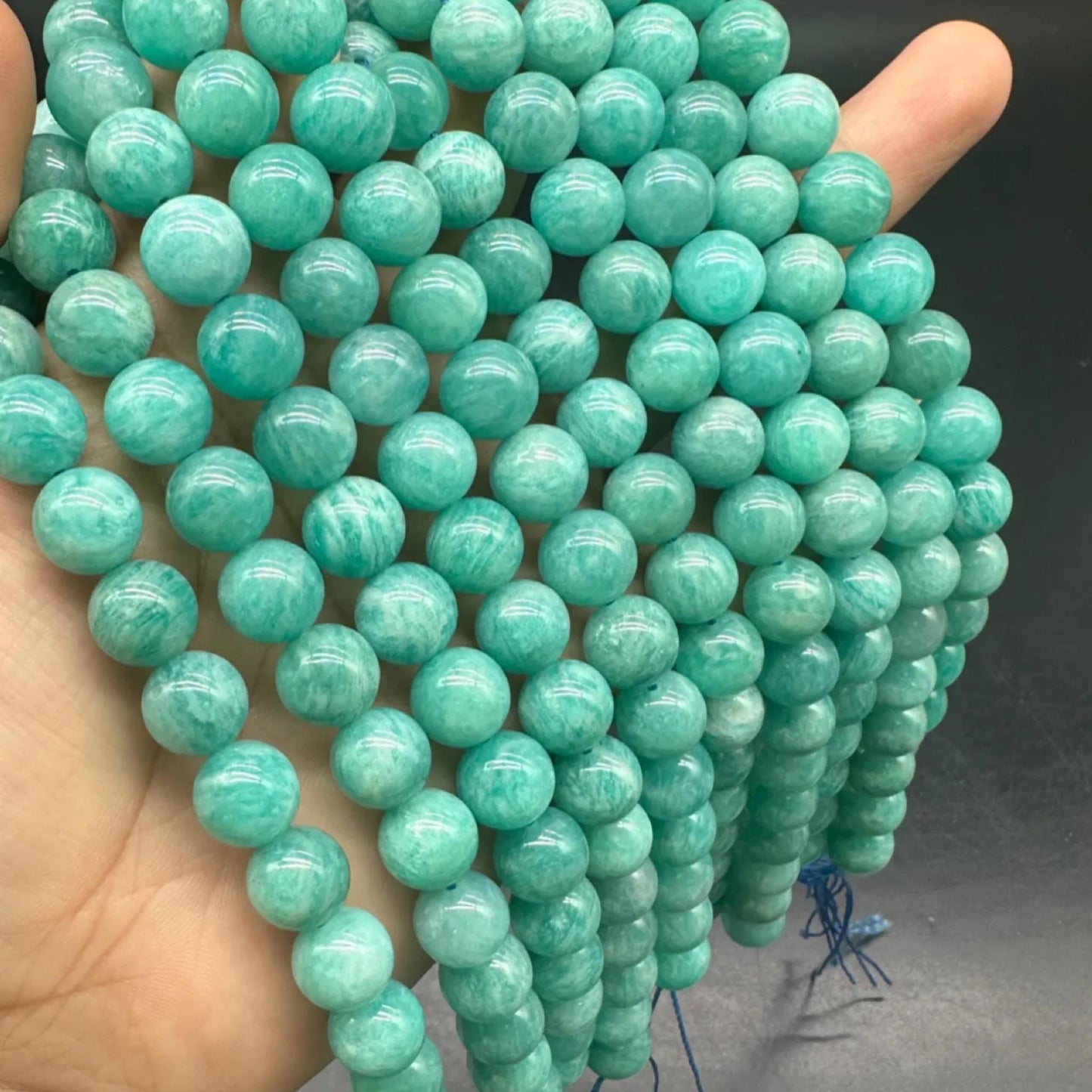 Natural Mozambique Amazonite Round Beads 8mm · 38cm Strand | Lagoon Green Gemstone Beads for DIY Bracelet, Necklace, Chakra & Meditation Jewelry