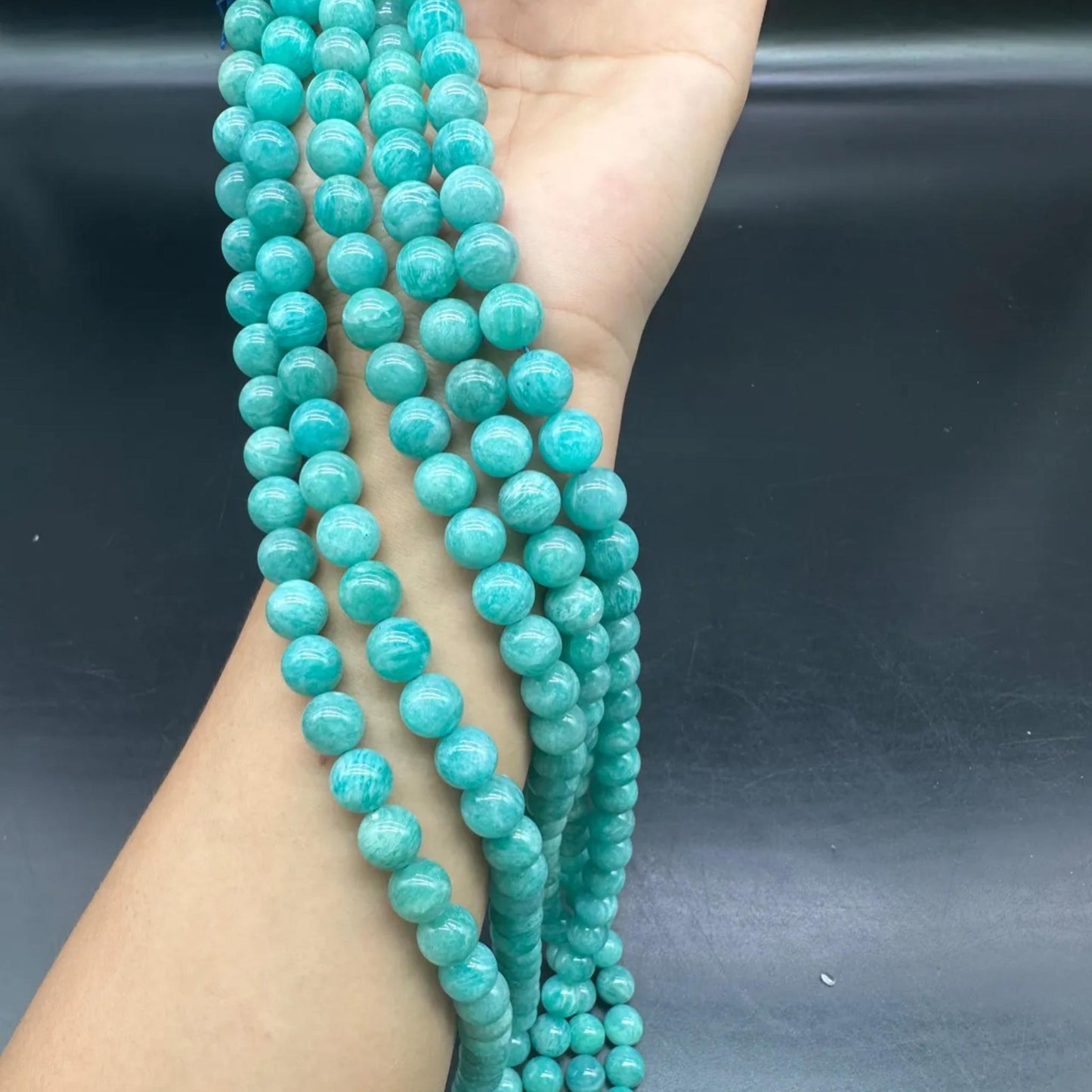 Natural Mozambique Amazonite Round Beads 8mm · 38cm Strand | Lagoon Green Gemstone Beads for DIY Bracelet, Necklace, Chakra & Meditation Jewelry