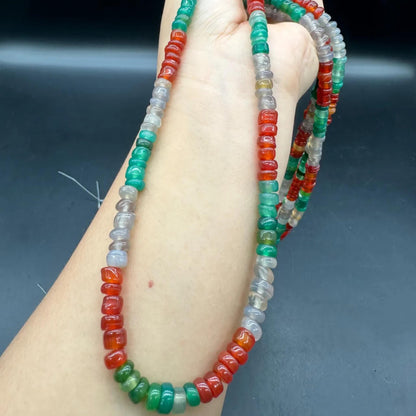 Natürliche mehrfarbige Achat-Scheibenperlen 6×3mm · 38cm Strang | Boho-Edelsteinperlen für selbstgemachte Armbänder, Halsketten, Chakra- und Meditationsschmuck