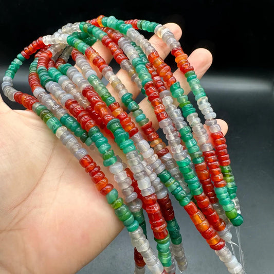 Natural Multicolor Agate Disc Beads 6×3mm · 38cm Strand | Boho Gemstone Beads for DIY Bracelet, Necklace, Chakra & Meditation Jewelry