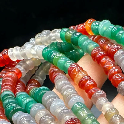 Natürliche mehrfarbige Achat-Scheibenperlen 6×3mm · 38cm Strang | Boho-Edelsteinperlen für selbstgemachte Armbänder, Halsketten, Chakra- und Meditationsschmuck