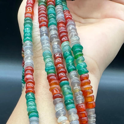 Natürliche mehrfarbige Achat-Scheibenperlen 6×3mm · 38cm Strang | Boho-Edelsteinperlen für selbstgemachte Armbänder, Halsketten, Chakra- und Meditationsschmuck