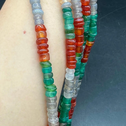 Natürliche mehrfarbige Achat-Scheibenperlen 6×3mm · 38cm Strang | Boho-Edelsteinperlen für selbstgemachte Armbänder, Halsketten, Chakra- und Meditationsschmuck