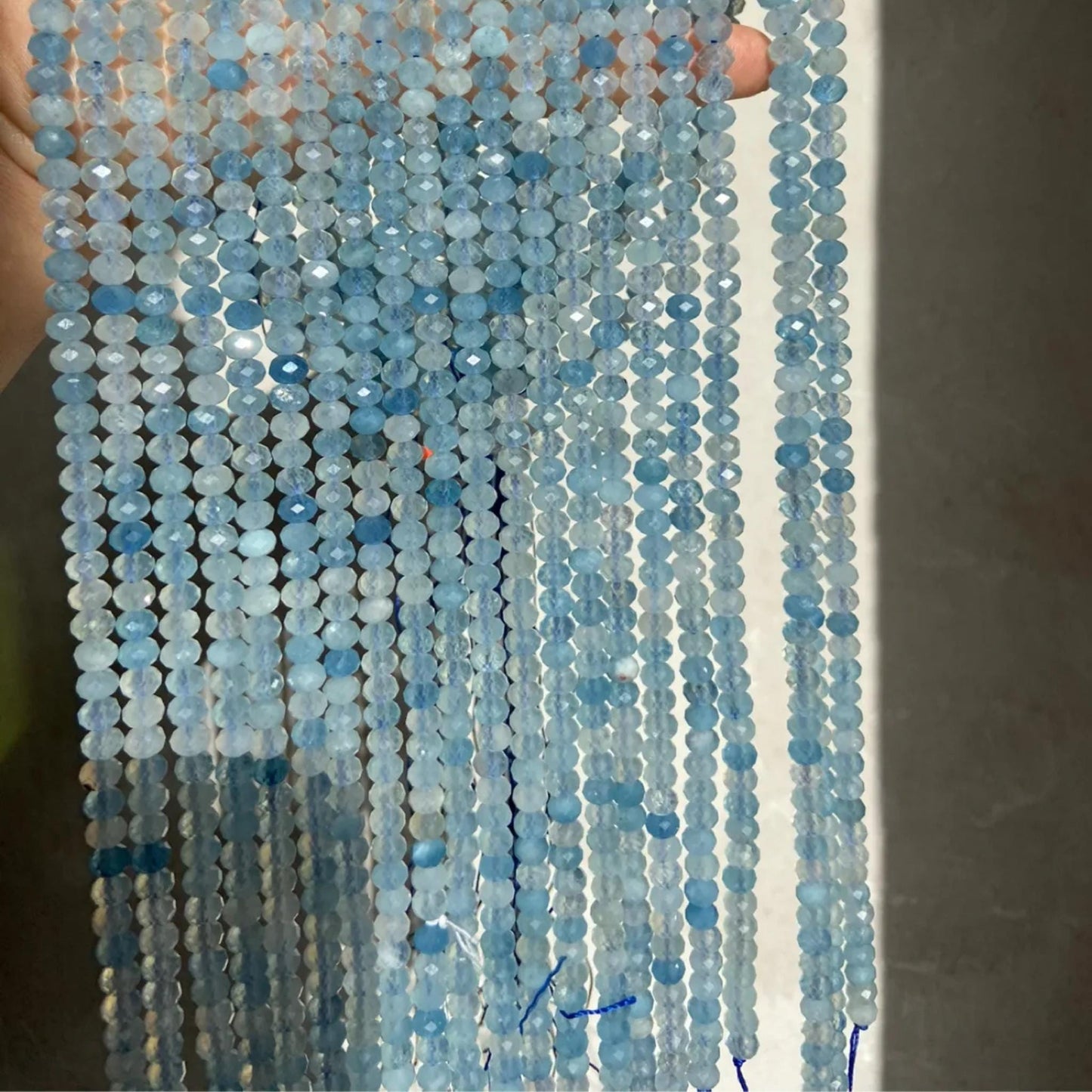 Natural Aquamarine Faceted Rondelle Beads 5.8×4mm · 38cm Strand | Clear Ocean Blue Gemstone Beads for DIY Bracelet, Necklace & Chakra Meditation