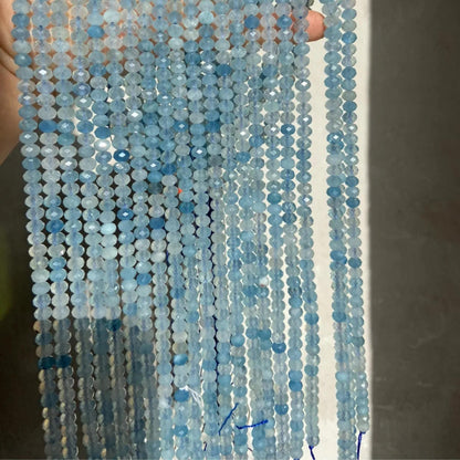 Natural Aquamarine Faceted Rondelle Beads 5.8×4mm · 38cm Strand | Clear Ocean Blue Gemstone Beads for DIY Bracelet, Necklace & Chakra Meditation