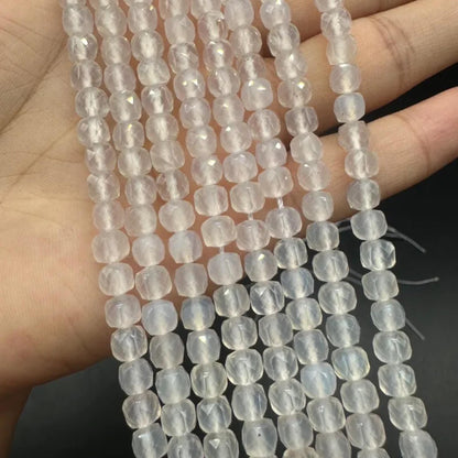 Natural Frosted White Agate Cube Beads 5.5 mm · 38 cm Strand (~60 pcs) | Milky Crystal Elegance for DIY Bracelet, Necklace & Home Décor