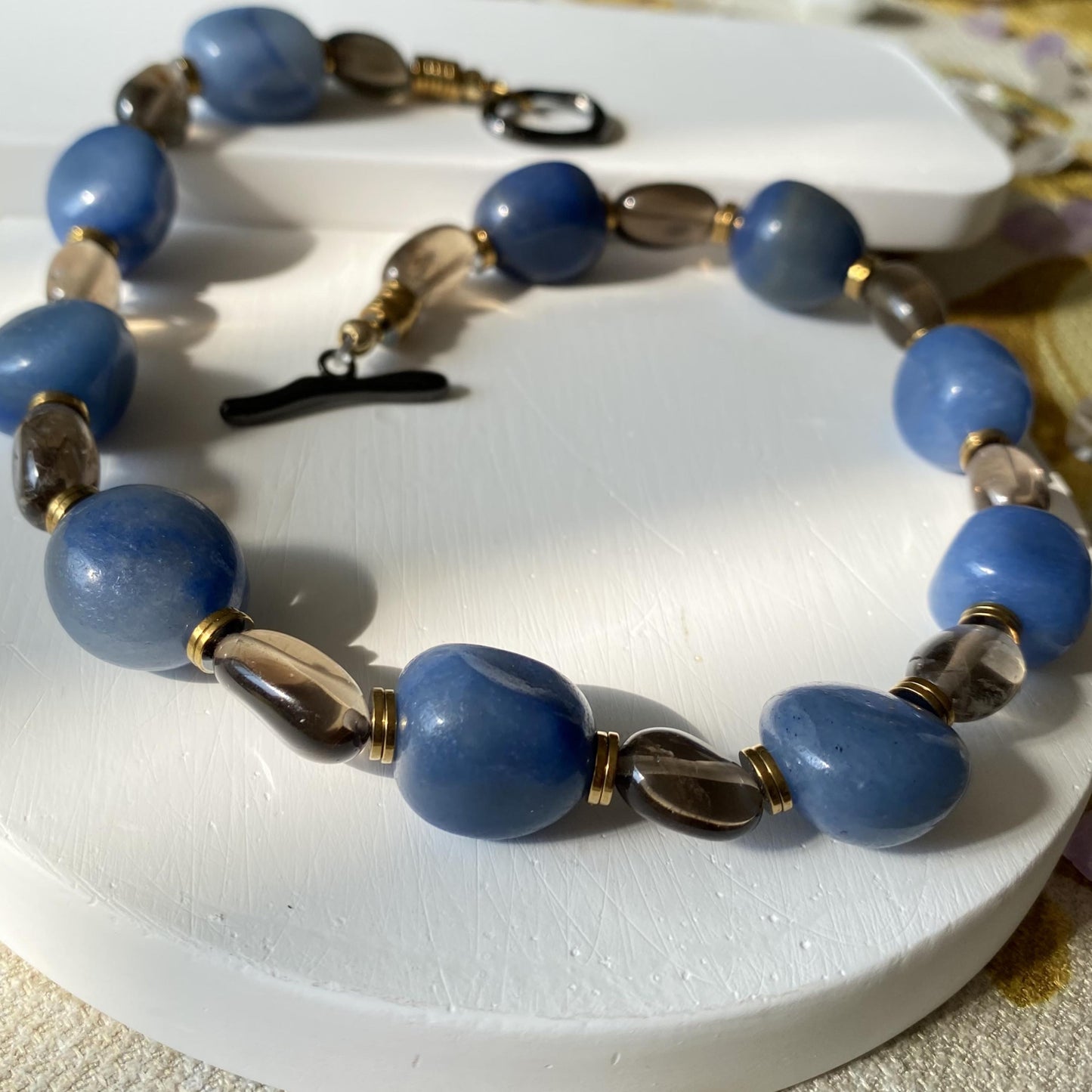 Chunky Blue Beaded Necklace | Handmade Boho Choker 45 cm | Summer Statement Jewelry, Ocean-Inspired Gift for Her, Festival Style