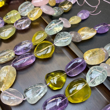 Colorful Natural Multi-Crystal Nugget Beads 15–25 mm · Raw Gemstone Chips · High Transparency · DIY Bracelets, Necklaces & Earrings