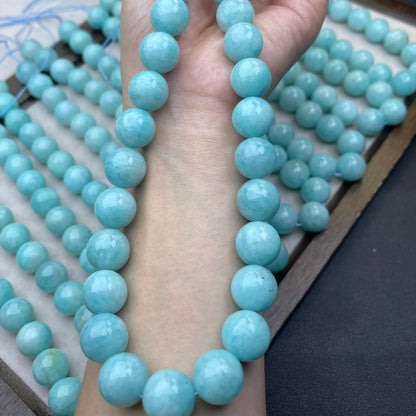 High-Transparency Natural Amazonite Round Beads 14 mm · Fresh Blue-Green · Hand-Polished Gemstones for DIY Bracelets, Necklaces & Earrings