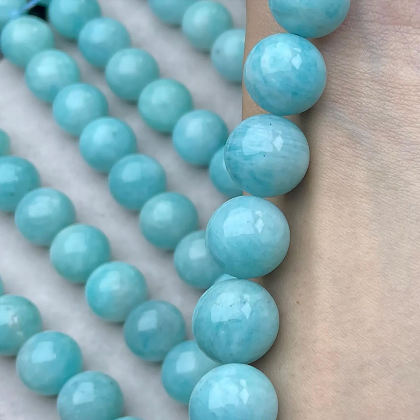 High-Transparency Natural Amazonite Round Beads 14 mm · Fresh Blue-Green · Hand-Polished Gemstones for DIY Bracelets, Necklaces & Earrings