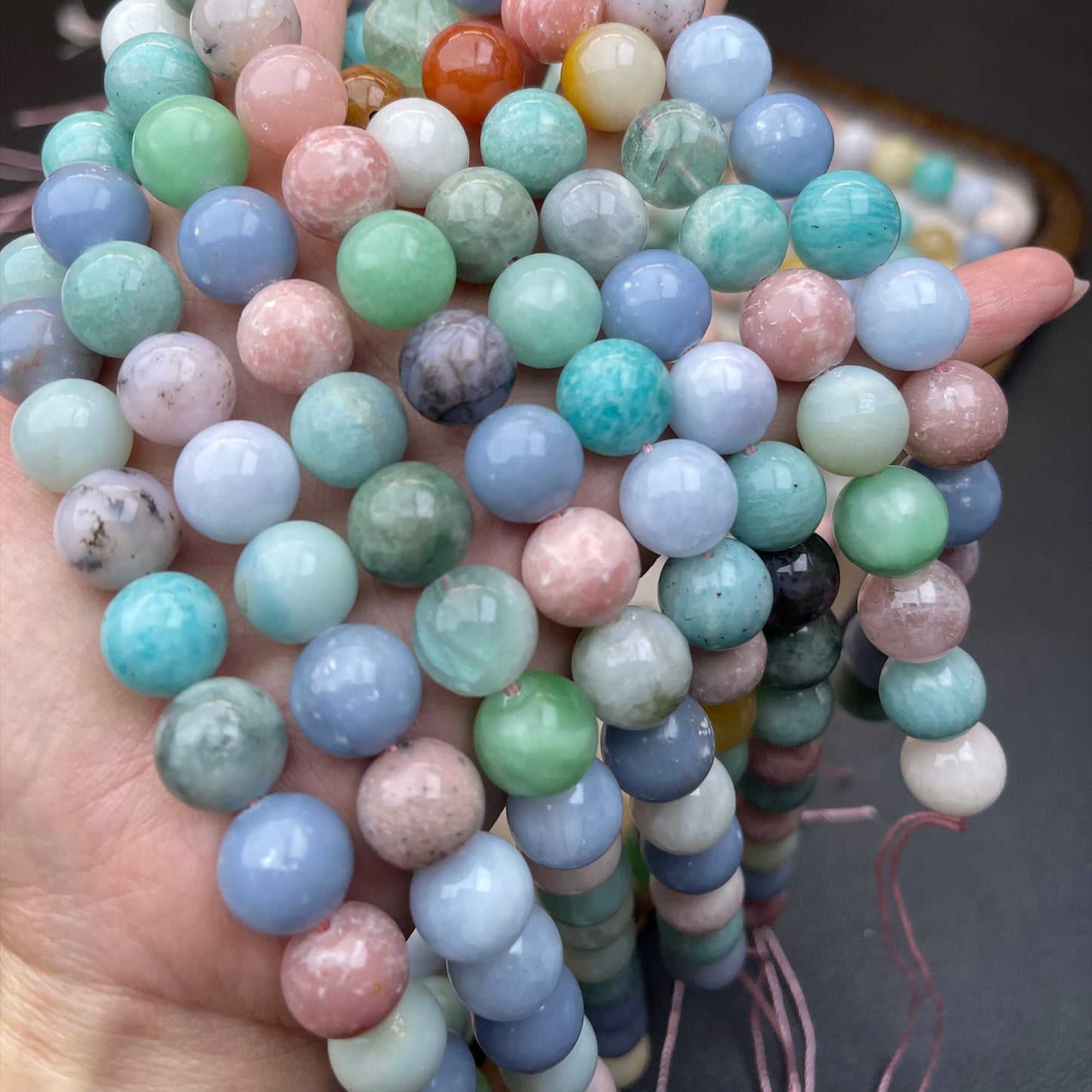 Vintage Pastell Multi-Edelstein 12mm Runde Perlen · 38cm Strang | Handpolierte Natursteine ​​für DIY Armbänder, Halsketten &amp; Ohrringe
