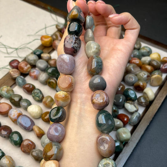 Colorful Ocean Jasper Nugget Beads 15 mm | Hand-Polished Natural Gemstones · 38 cm Strand for DIY Bracelets, Necklaces & Earrings
