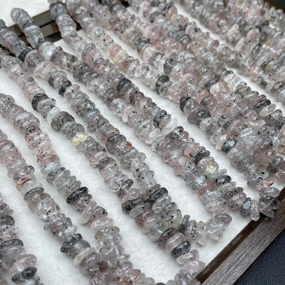 Unregelmäßige Glimmer‑Rosenquarz‑Nuggets 11 mm | Phantom‑Effekt, schwarze Glimmereinschlüsse & Handpoliert für DIY Armbänder, Halsketten