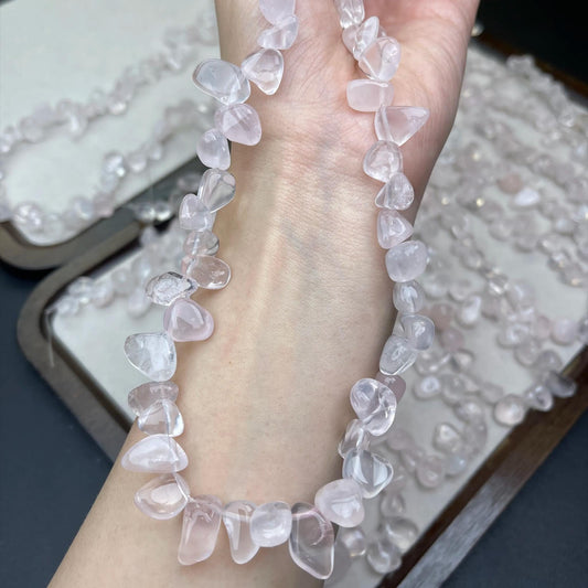 Romantic Rose Quartz Drop Nugget Beads 10–11mm | Translucent Hand-Polished Pink Chips for DIY Bracelets, Necklaces & Earrings