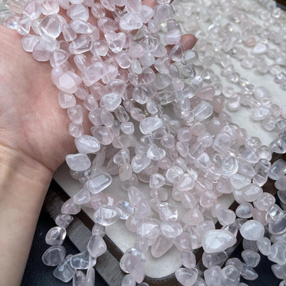 Romantische Rosenquarz-Tropfen-Nugget-Perlen 10–11 mm | Durchscheinende handpolierte rosa Chips für DIY-Armbänder, Halsketten und Ohrringe
