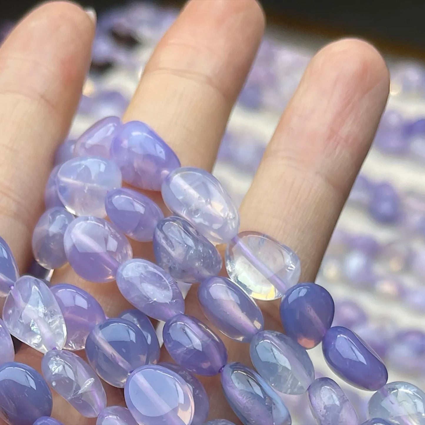 Natürliche Violette Quarz‑Nugget‑Perlen 8 mm | Romantische Nebelviolette Chips, Halbtransparente Handpolitur für DIY Armbänder, Halsketten