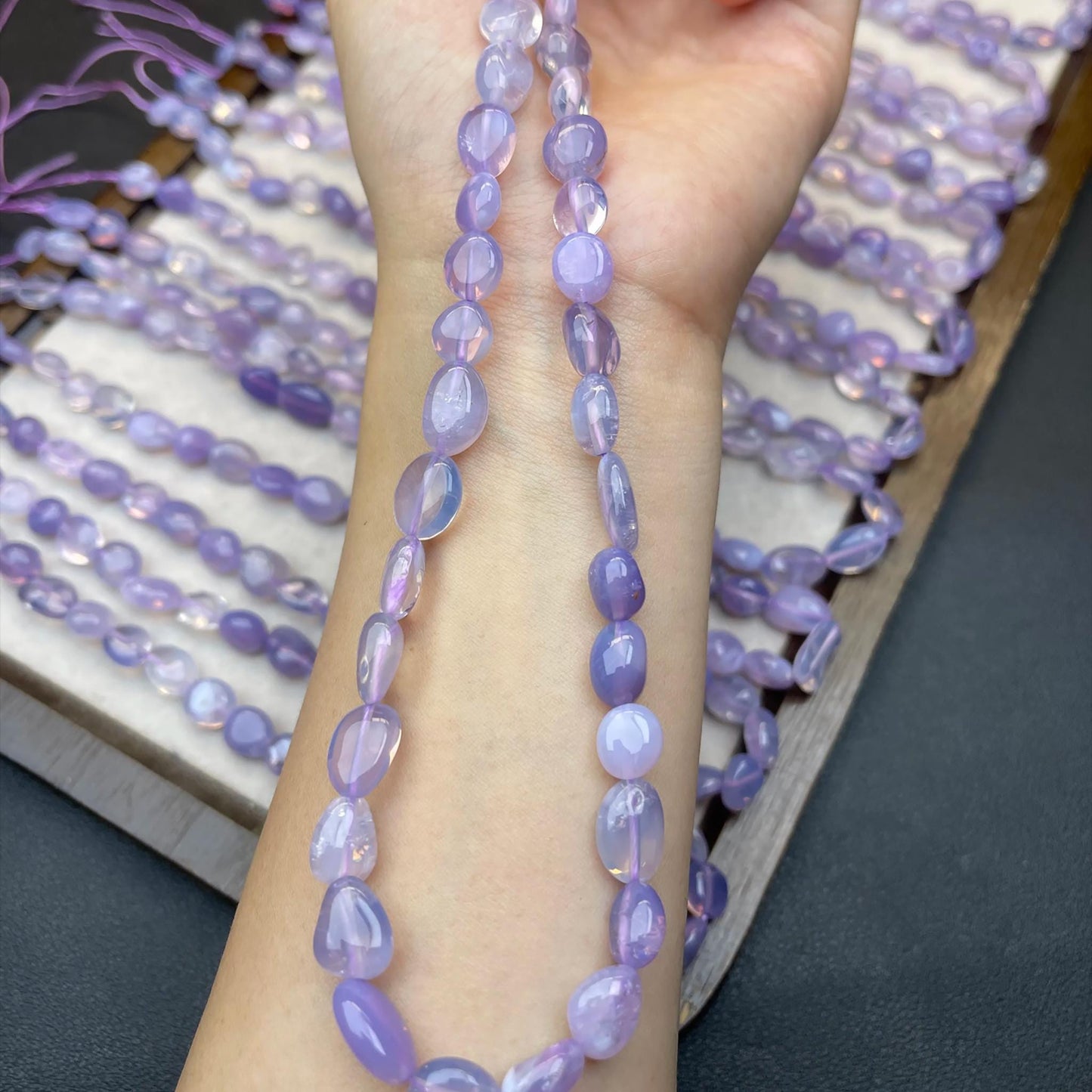 Natürliche Violette Quarz‑Nugget‑Perlen 8 mm | Romantische Nebelviolette Chips, Halbtransparente Handpolitur für DIY Armbänder, Halsketten