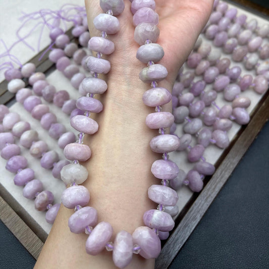 Old Mine Kunzite Chips 15×8mm | Faceted Abacus Cut · Semi-Transparent Pink Violet Beads · DIY Jewelry Making for Bracelets & Necklaces