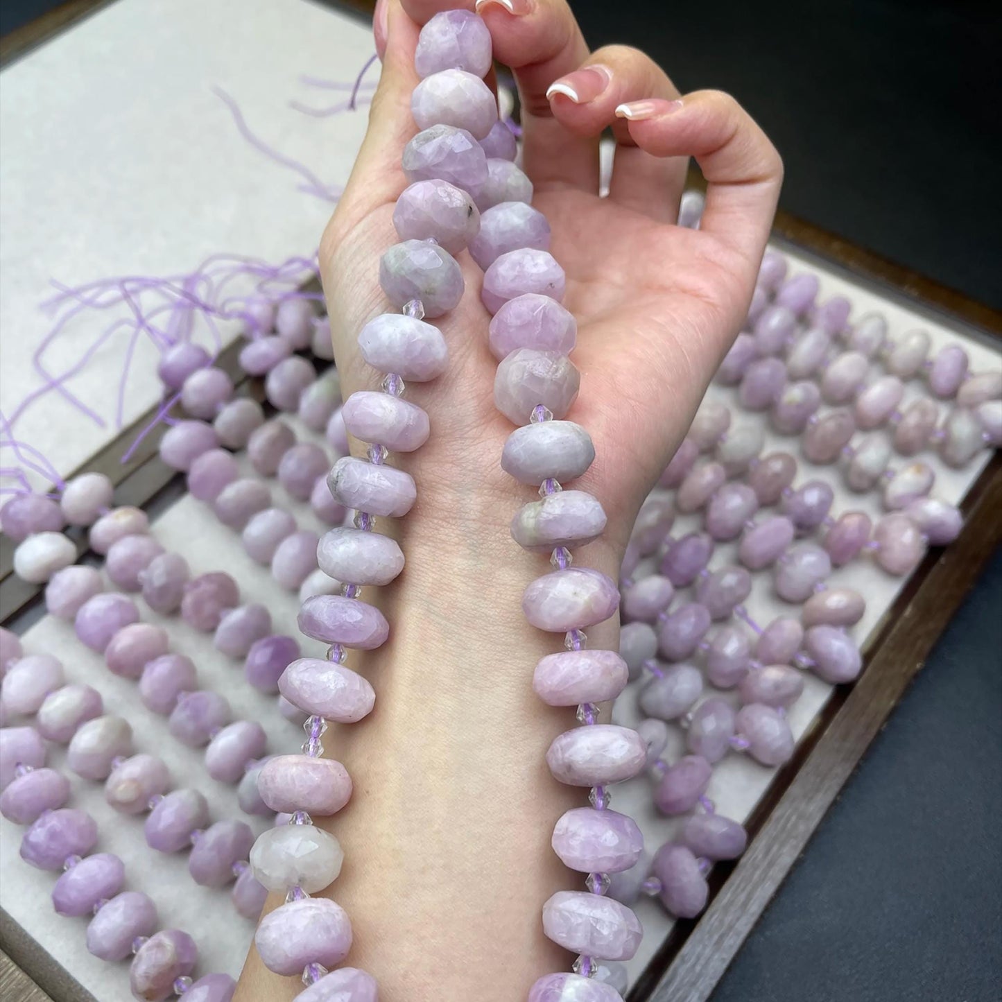 Old Mine Kunzite Chips 15×8mm | Faceted Abacus Cut · Semi-Transparent Pink Violet Beads · DIY Jewelry Making for Bracelets & Necklaces