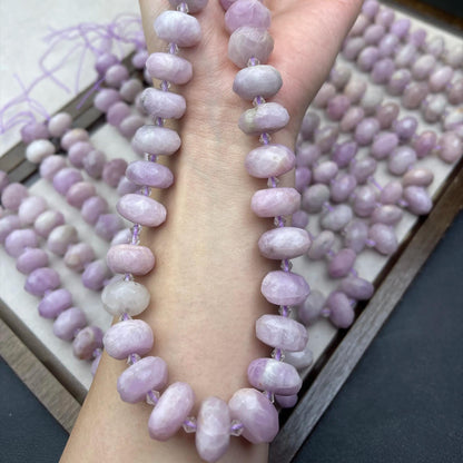 Old Mine Kunzite Chips 15×8mm | Faceted Abacus Cut · Semi-Transparent Pink Violet Beads · DIY Jewelry Making for Bracelets & Necklaces