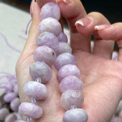 Old Mine Kunzite Chips 15×8mm | Faceted Abacus Cut · Semi-Transparent Pink Violet Beads · DIY Jewelry Making for Bracelets & Necklaces
