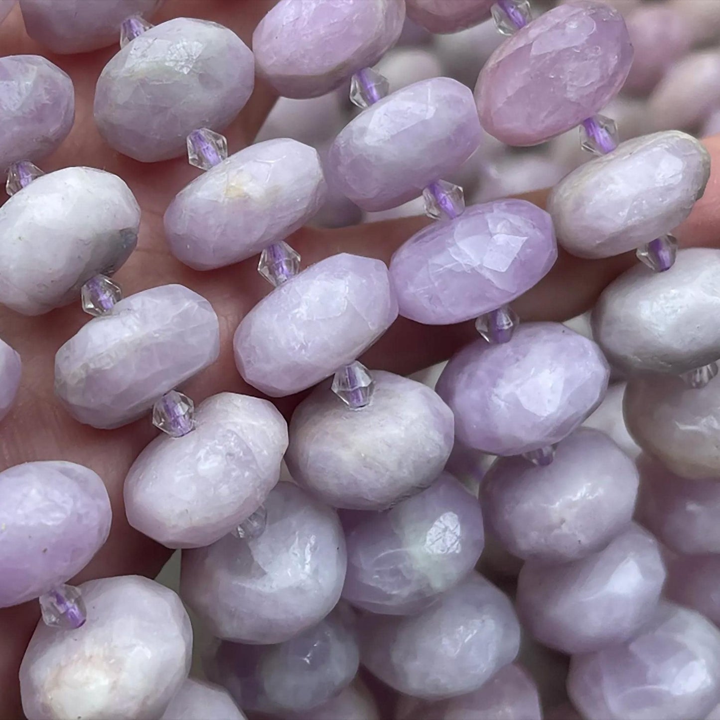 Old Mine Kunzite Chips 15×8mm | Faceted Abacus Cut · Semi-Transparent Pink Violet Beads · DIY Jewelry Making for Bracelets & Necklaces